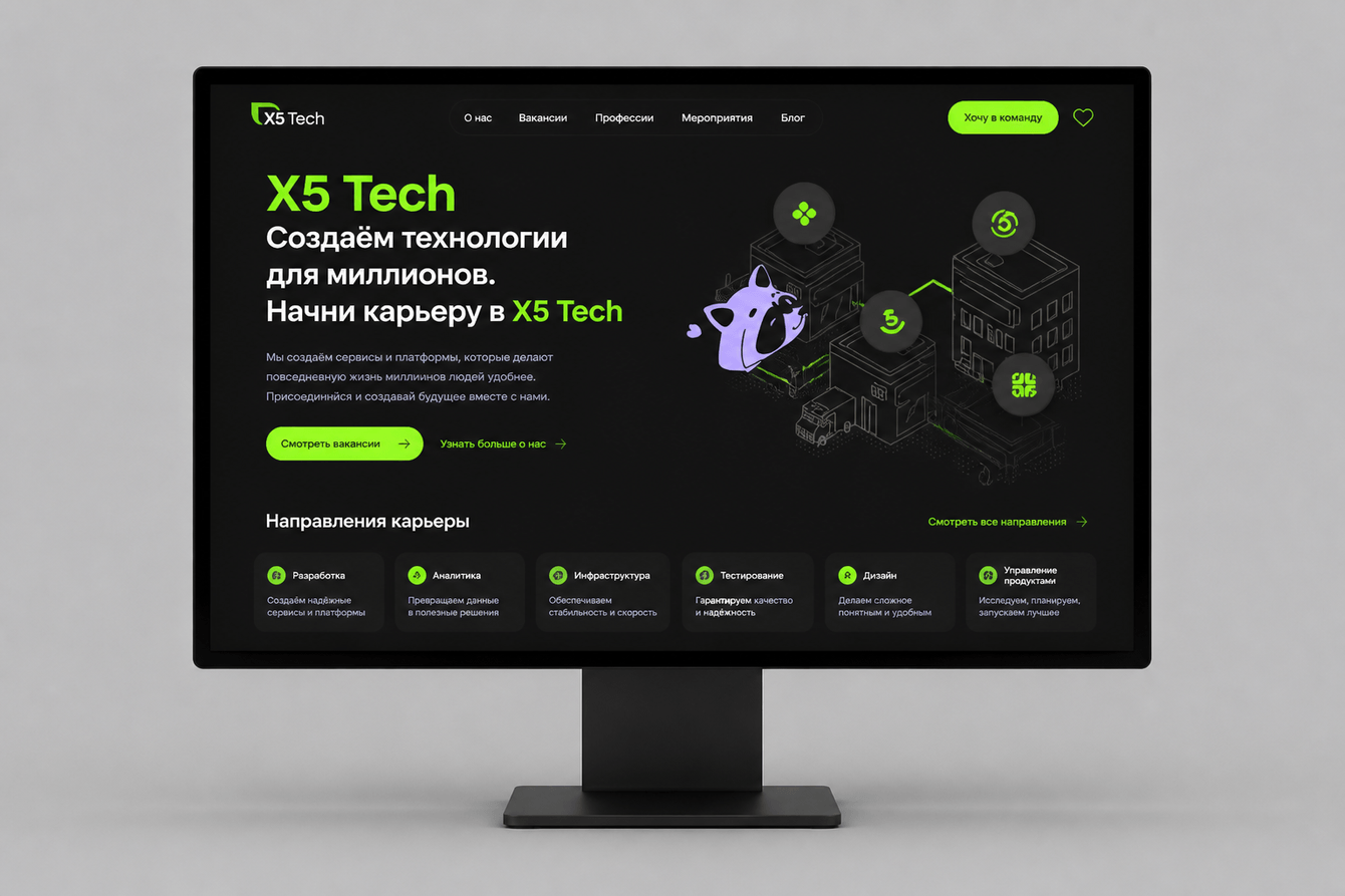 Карьерный сайт X5 Tech: 2000+ соискателей каждый день