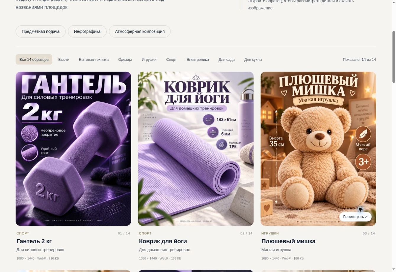Дизайн карточек для маркетплейсов - 14 демонстрационных обложек