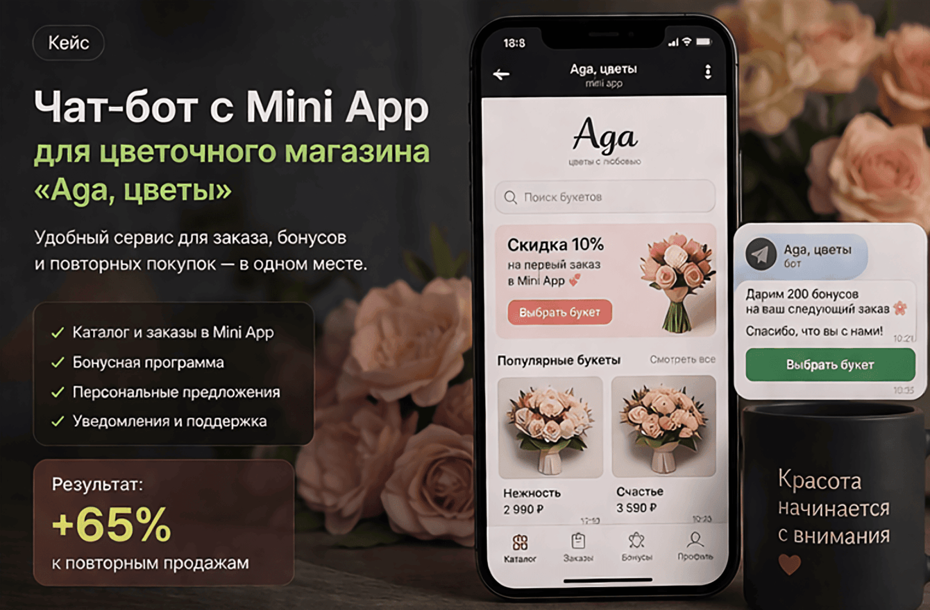 Чат-бот с Mini App для цветочного магазина «Aga, цветы»