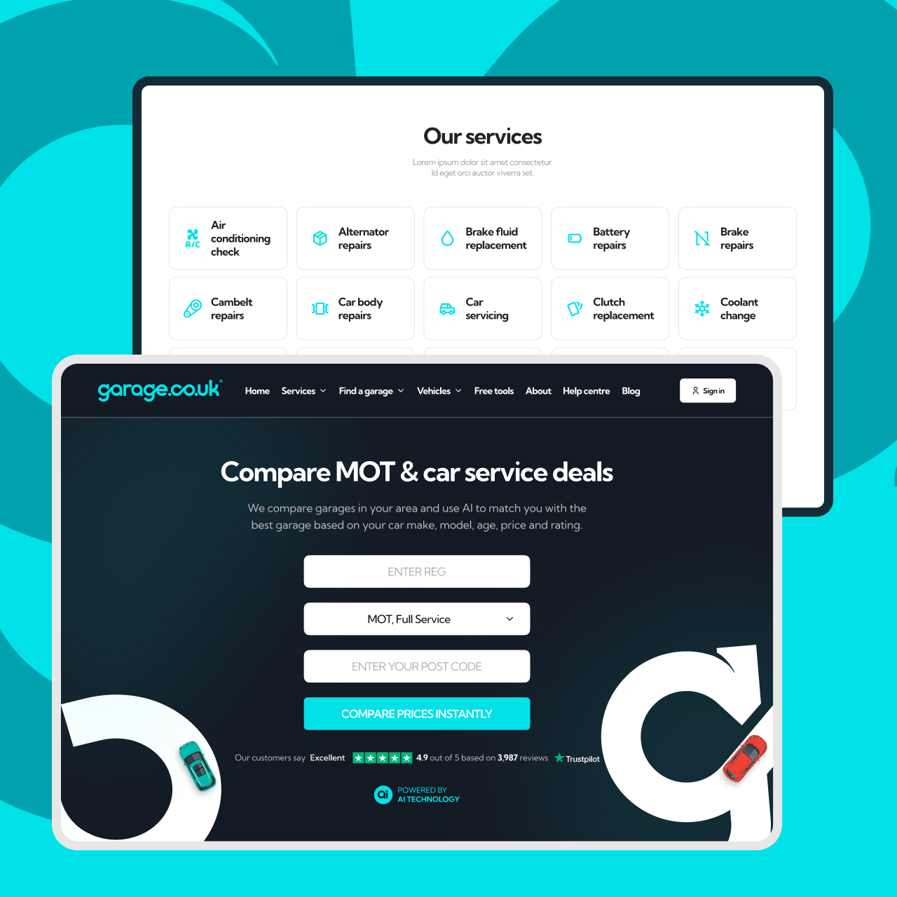 Cервис для записи на техобслуживание автомобиля Garage.co.uk
