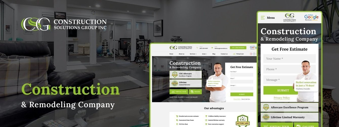 Сайт компании, занимающейся ремонтом недвижимости в Канаде