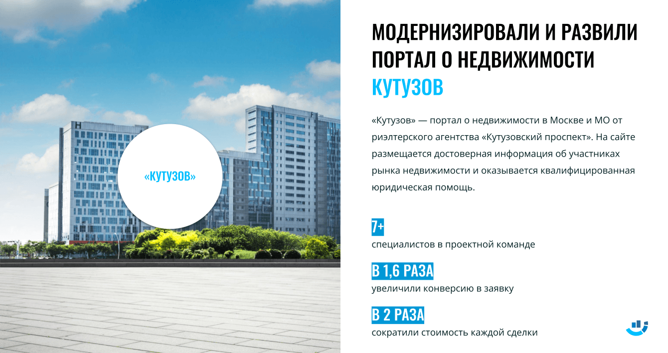 [Кейс] Недвижимость. Комплексное продвижение. Сократили стоимость сделок для портала Кутузов