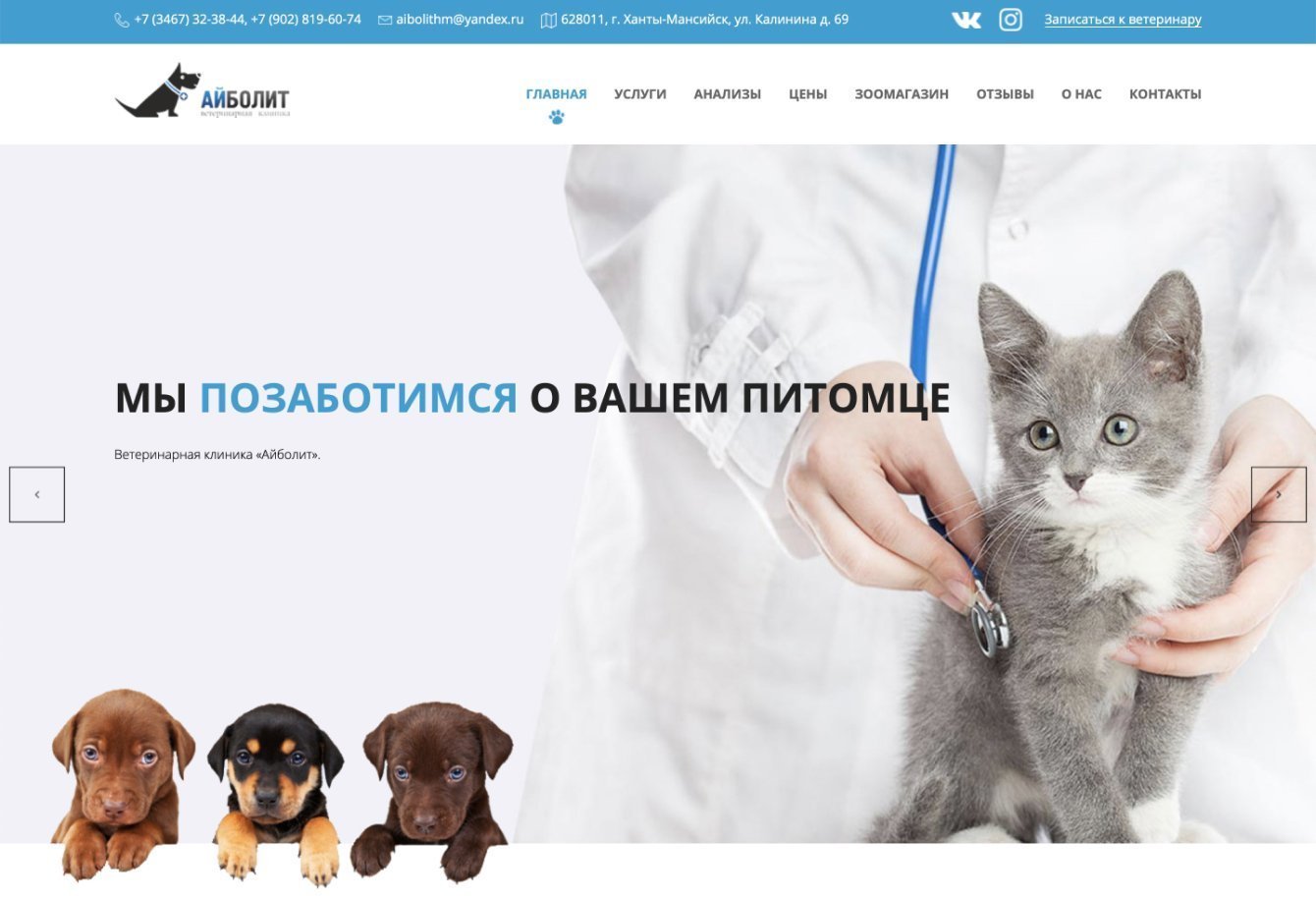 Сайт для ветеринарной клиники под SEO