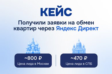 Кейс: как получить заявки на обмен квартир по 800 ₽ в Москве и Петербурге через Яндекс Директ