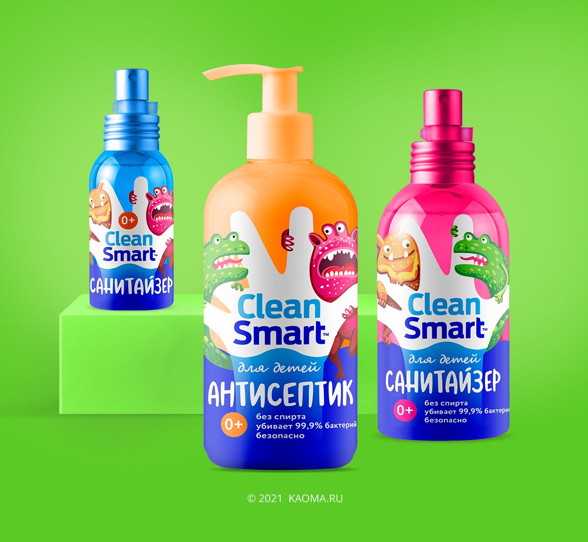 Дизайн упаковки антисептика CleanSmart для детей