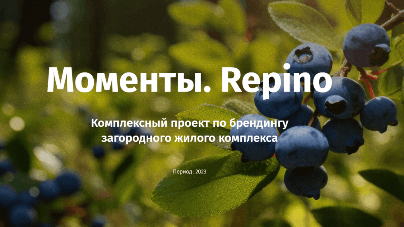 Комплексный брендинг загородного жилого комплекса Моменты. Repino