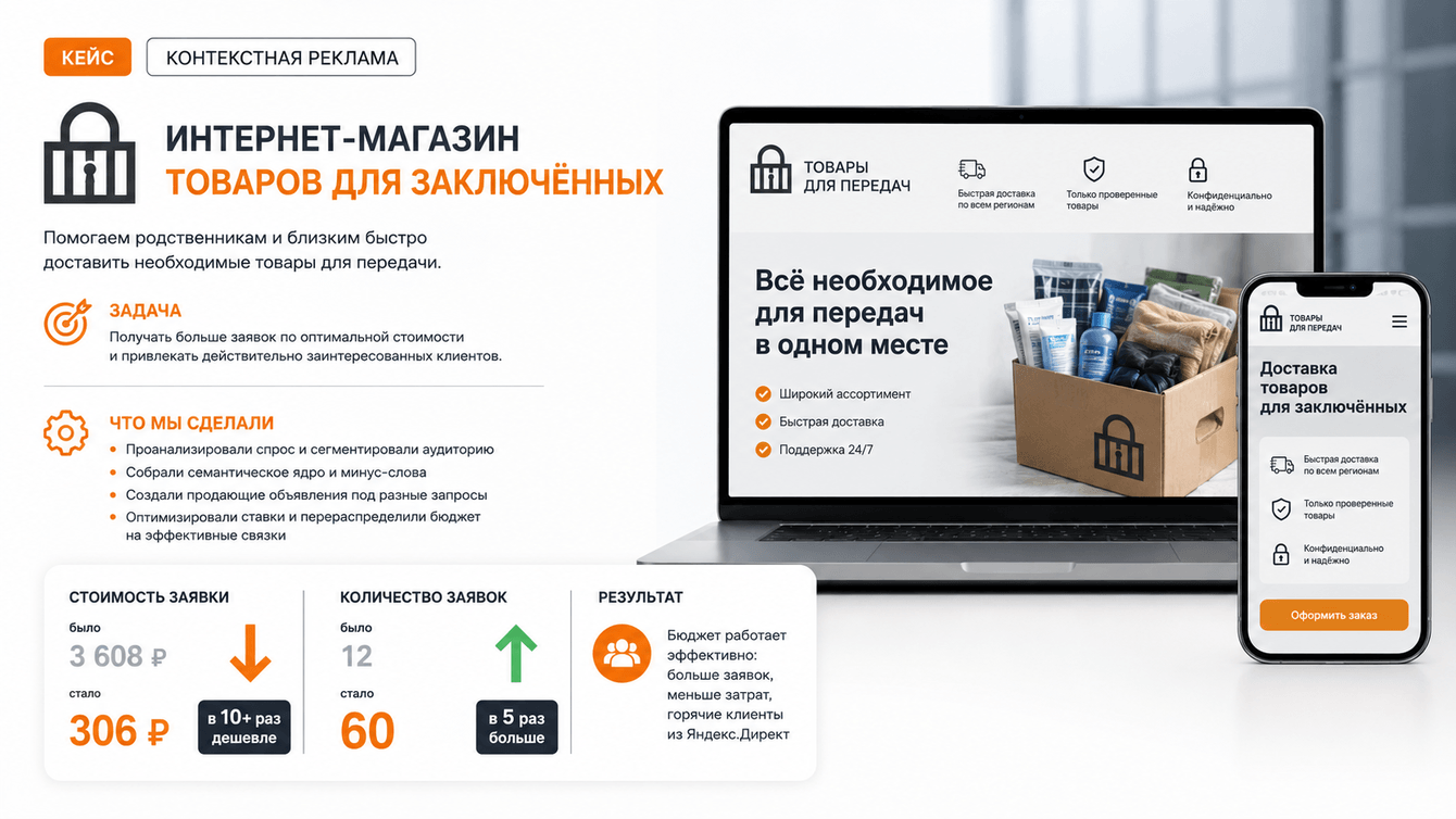 Как мы снизили стоимость заявки в 10 раз в нише интернет-магазина для заключённых