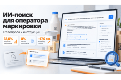 ИИ-поиск на сайте для оператора маркировки