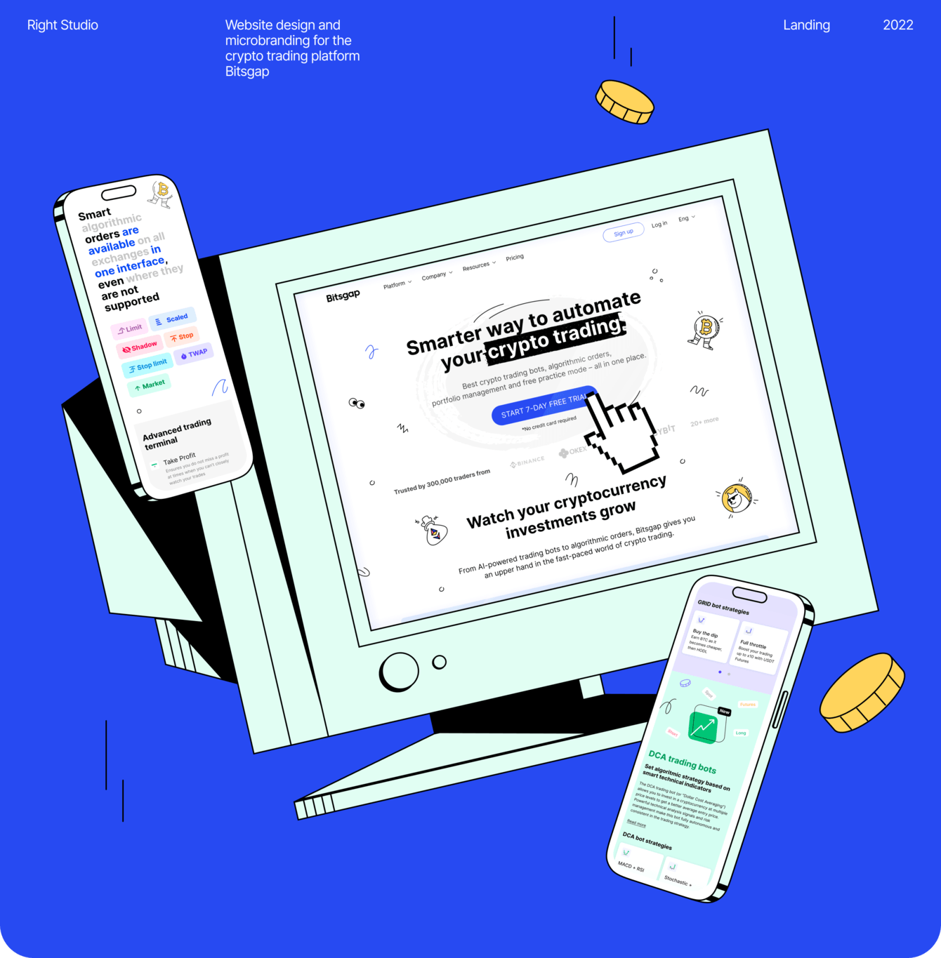 Дизайн сайта для криптотрейдинговой платформы Bitsgap