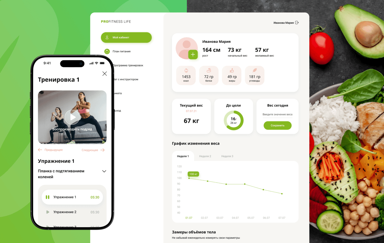 Сервис формирования персонального плана питания и тренировок