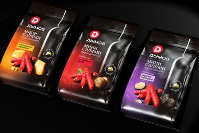 Создали элегантный визуальный стиль для упаковки мясных снеков