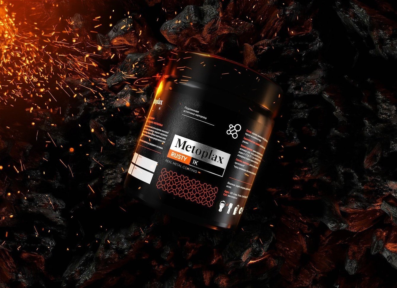 Брендинг декоративного жидкого металла Metoplax