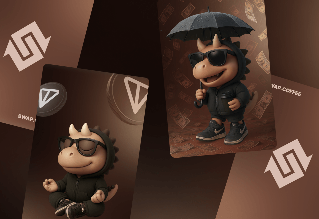 Swap Coffee: как мы сделали брендинг для криптобиржи с динозавром на Бурдж-Халифе