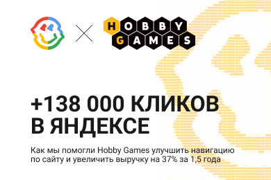 +138 000 кликов в Яндексе. Как мы помогли Hobby Games увеличить выручку на 37% за 1,5 года