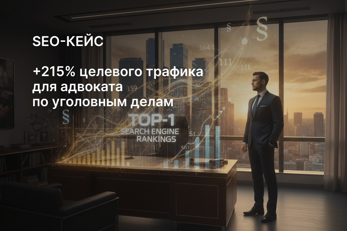 SEO-КЕЙС: +215% ЦЕЛЕВОГО ТРАФИКА ДЛЯ АДВОКАТА ПО УГОЛОВНЫМ ДЕЛАМ