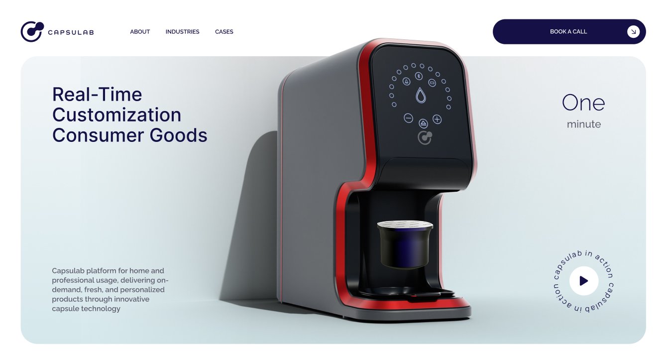 Cайт для стартапа Capsulab из Израиля, который смог привлечь $3,5 миллиона на Seed Round