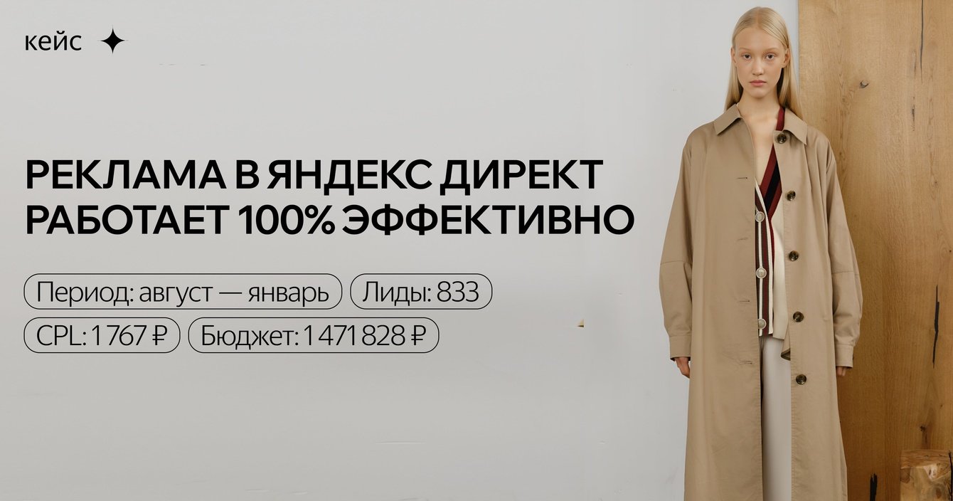 Контекстная реклама для бренда верхней одежды: ДРР 10-17%, продажи в месяц на 3+ млн.руб