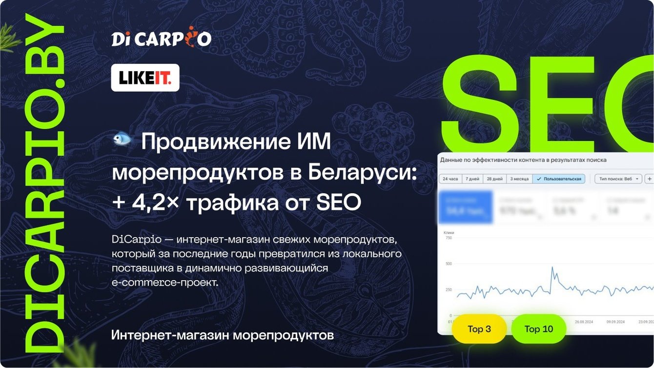 SEO продвижение интернет-магазина морепродуктов «DiCarpio»