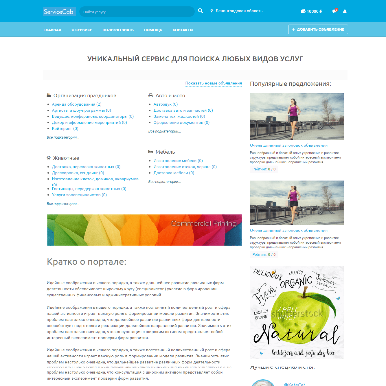 Разработка портала услуг