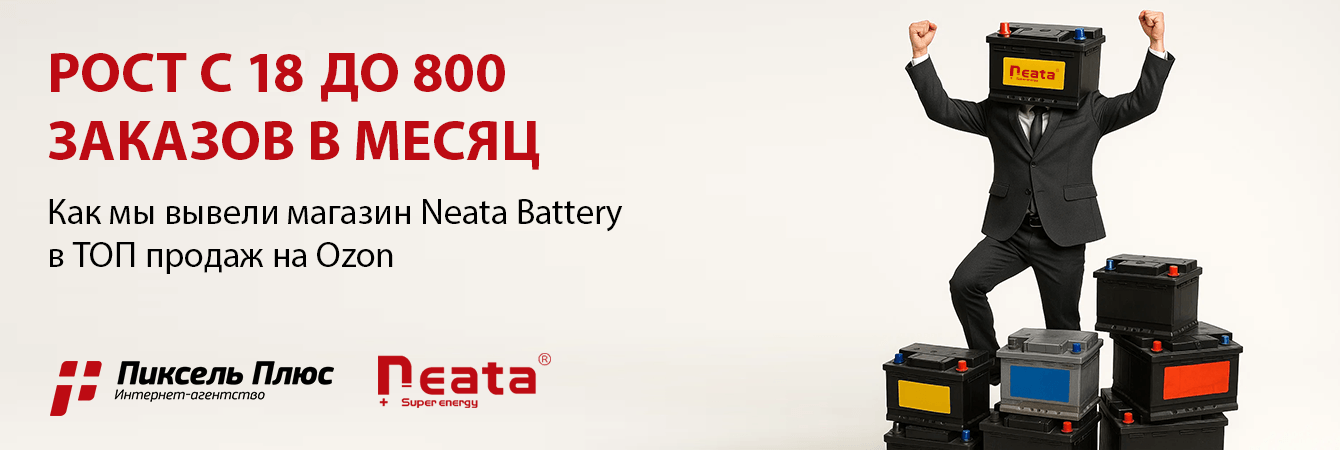 От 18 до 740 заказов в месяц: как мы вывели магазин Neata Battery в ТОП продаж Ozon