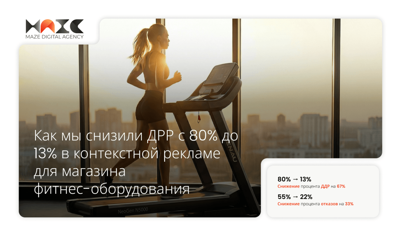 Как мы снизили ДРР с 80% до 13% в контекстной рекламе для магазина фитнес-оборудования