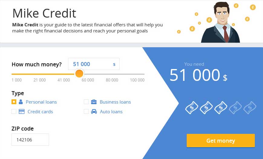 Mikecredit - портал для поиска и подбора займов, кредитов, кредитных карт, ипотеки в США