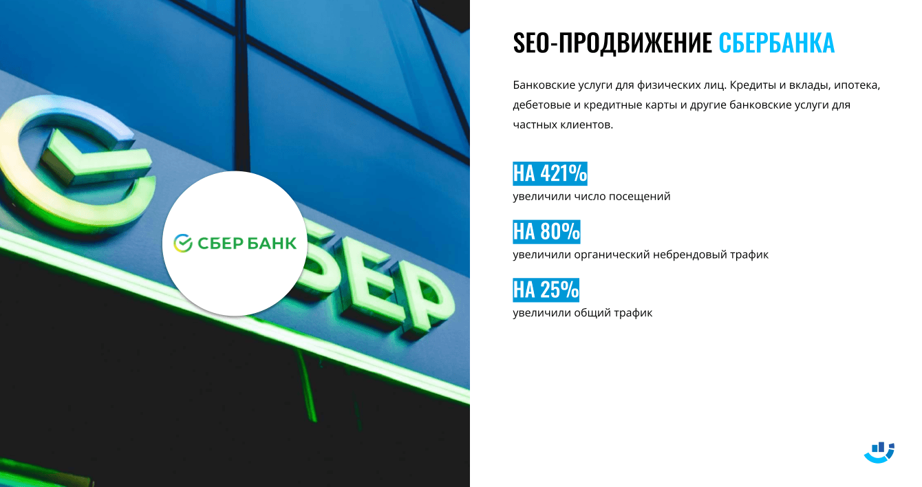 [Кейс] SEO-продвижение «Сбербанка». Увеличили трафик из органики на 50%. Опыт 4 лет работы