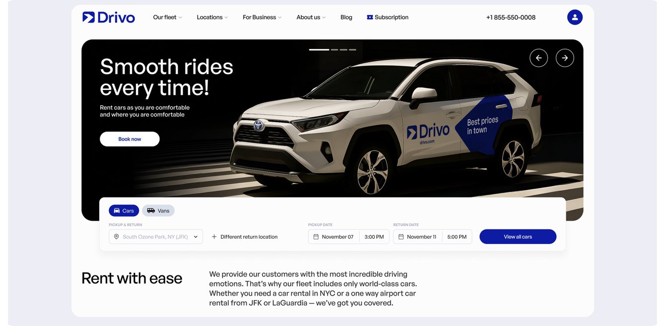 Редизайн сайта Drivo: как мы увеличили бронирования на 29% и сократили отказы на 51%