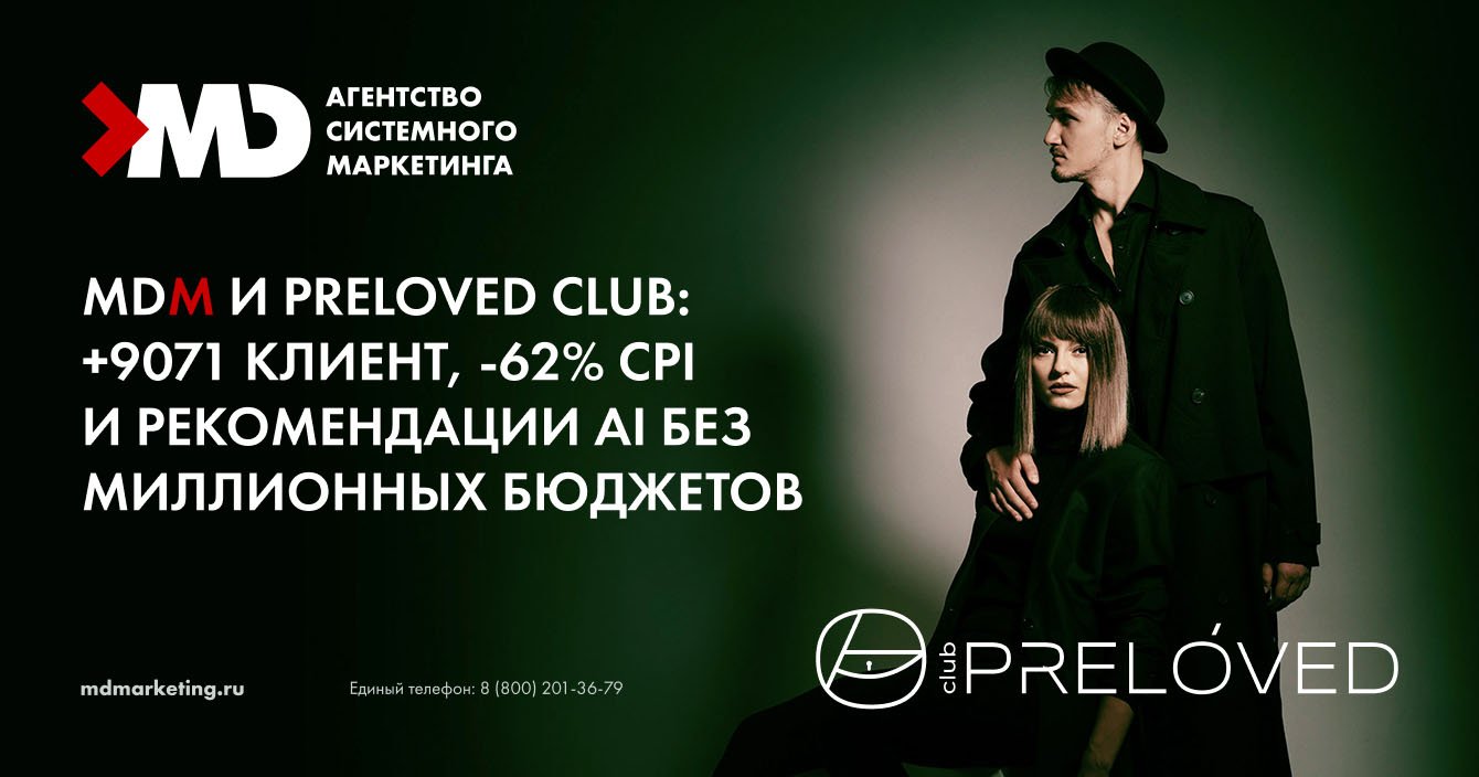 Системный маркетинг для люксового ресейла: +9071 клиент, -62% CPI, топ AI-рекомендаций