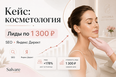 Продвижение косметологической клиники: лиды по 1 300 ₽ + первые результаты SEO