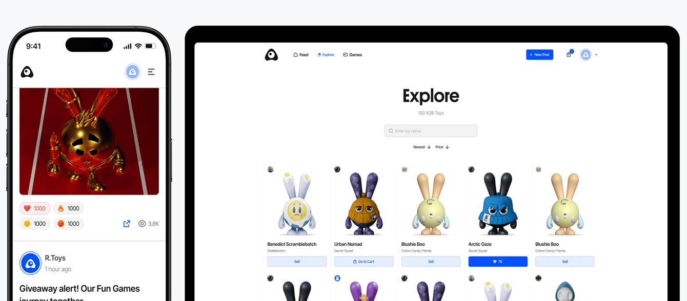 Разработка дизайна R.Toys — цифровое пространство для коллекционеров диджитал-игрушек