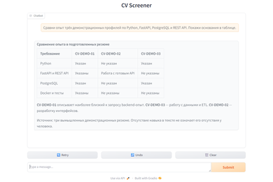 CV_screener — прототип поиска информации и сравнения резюме