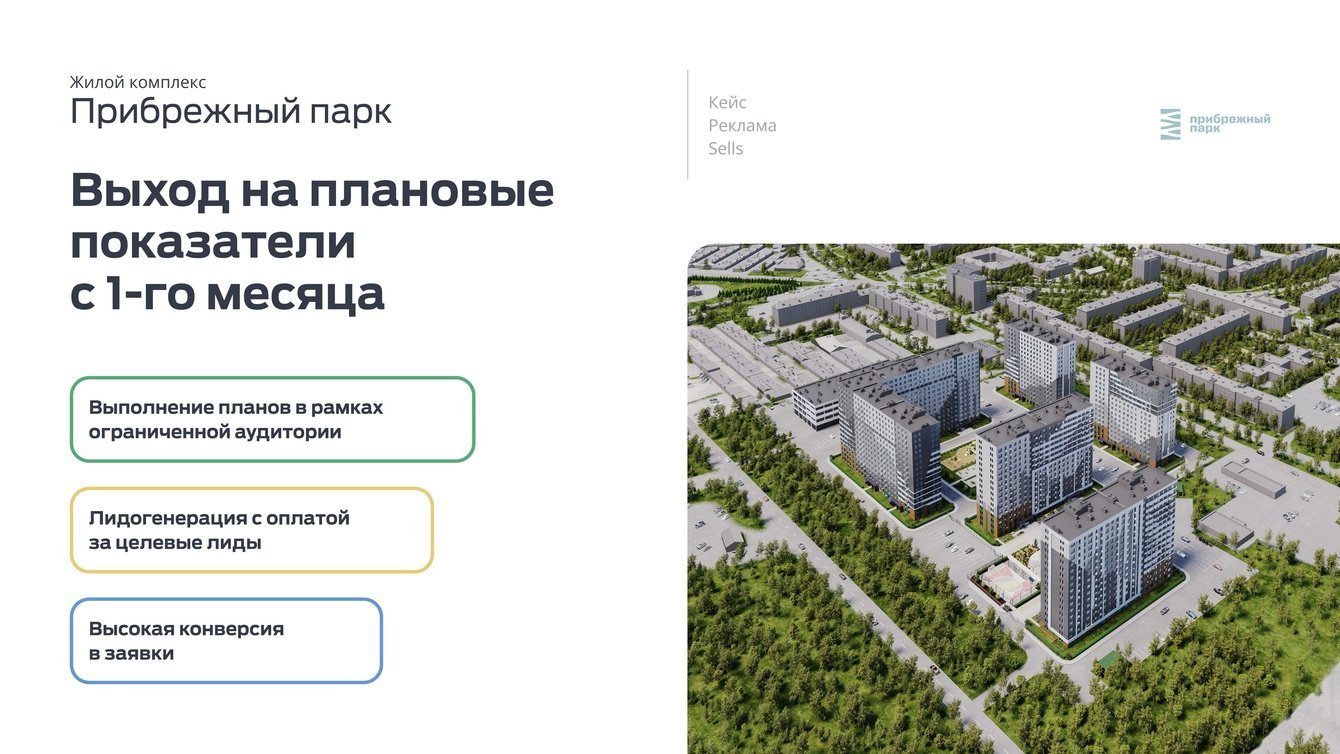 Реклама ЖК "Прибрежный парк". Выход на плановые показатели с первого месяца