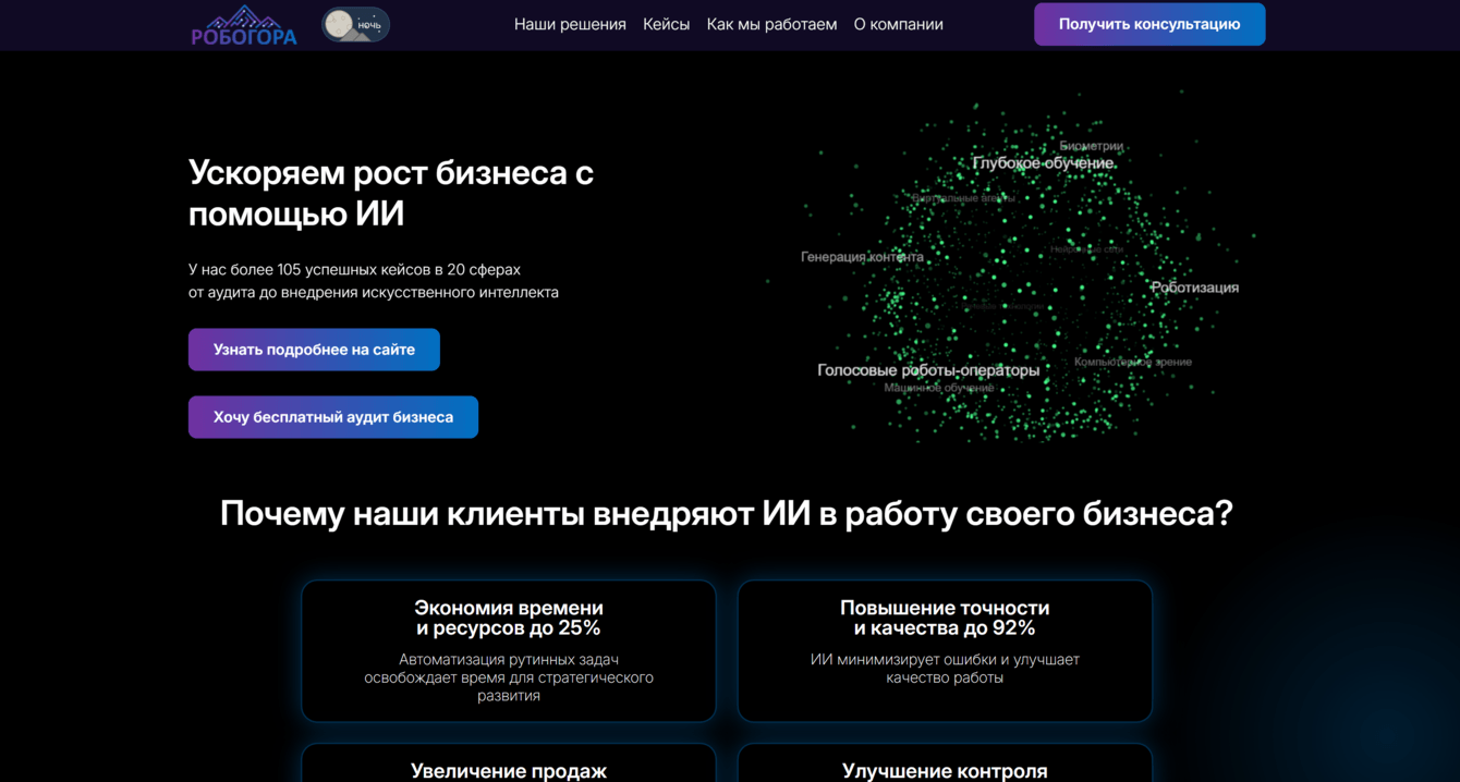 AI-портал компании: десятки реализованных кейсов и проектов