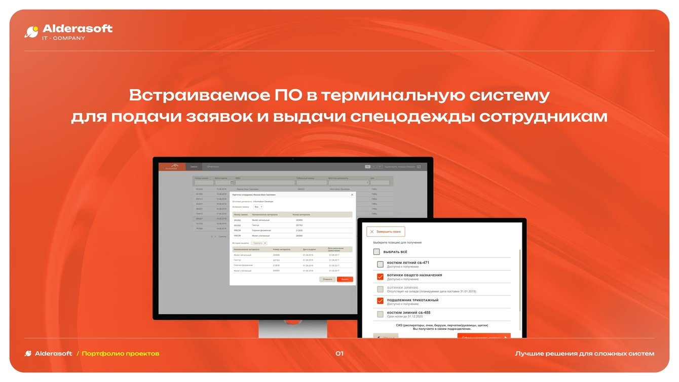 Встраиваемое ПО в терминальную систему для автоматизации выдачи спецодежды на производстве