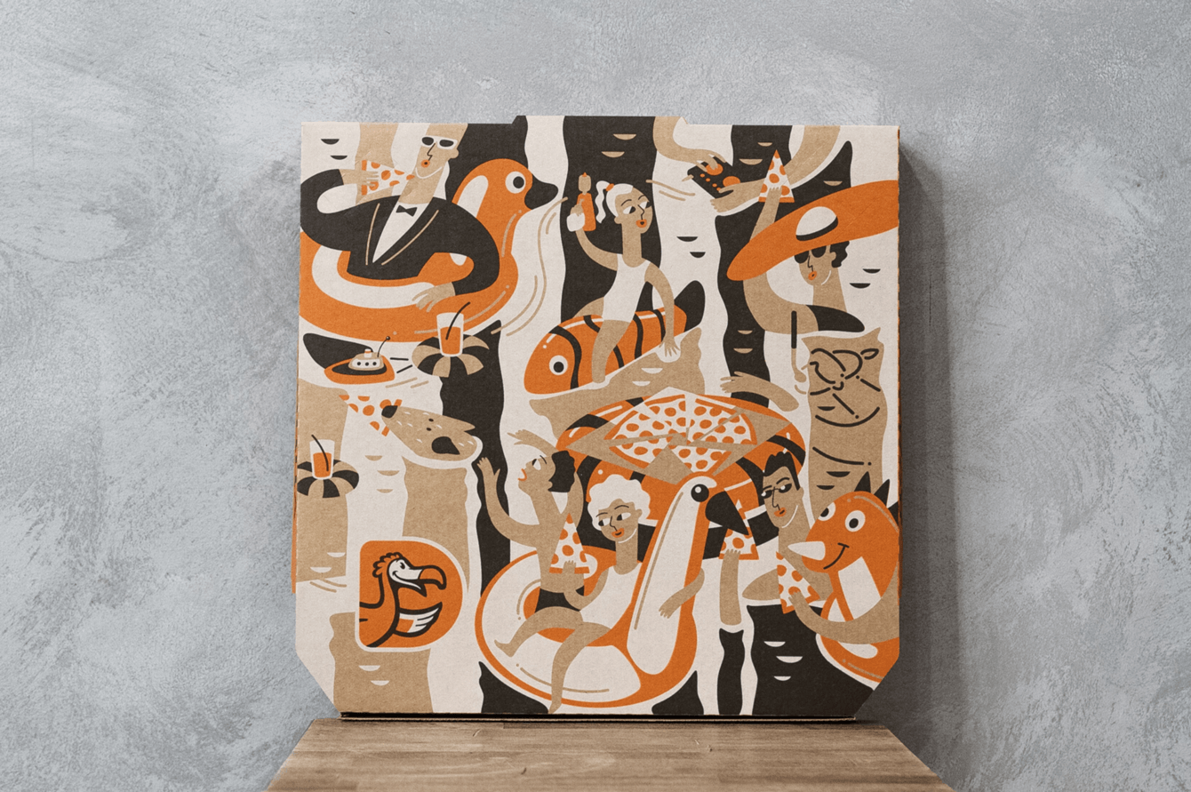 Иллюстрации для глобальной упаковки DODO Pizza 2022-2023