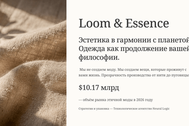 Бренд-стратегия и B2B-питч-дек премиального sustainable-бренда одежды Loom & Essence