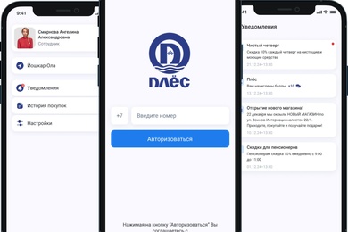 Система лояльности для клиентов сети магазинов товаров для дома «Фирма «Плёс»» (под iOS / Android)