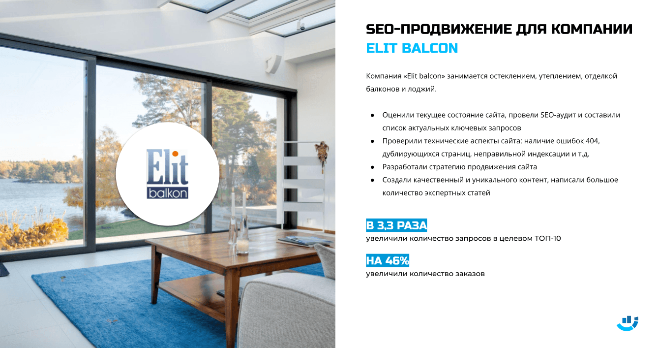 [Кейс] Балконы и лоджии. На 46% увеличили количество заказов для компании Elit Balcon