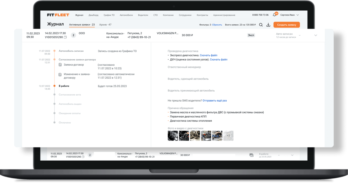 Онлайн-сервис по автоматизации процесса ремонта автопарка FIT FLEET
