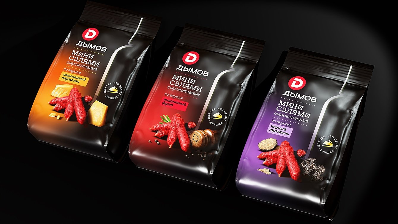 Создали элегантный визуальный стиль для упаковки мясных снеков