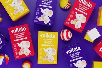 Логотип и дизайн упаковки для молочного питательного коктейля 