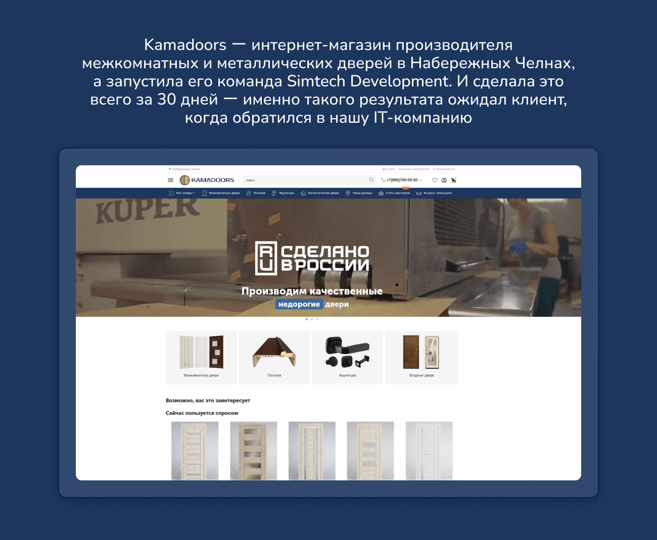 Интернет-магазин дверей kamadoors.ru за 30 дней