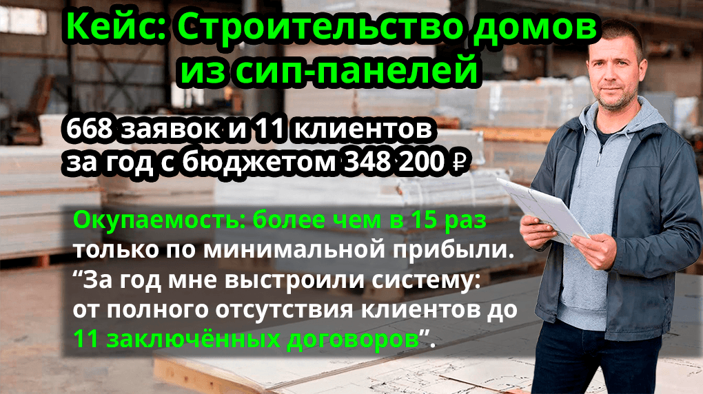 Кейс: как мы получили 668 лидов на строительство домов из сип-панелей за 348 200 ₽