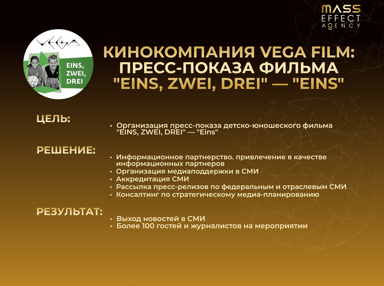 Кинокомпания Vega Film: пресс-показа фильма "EINS, ZWEI, DREI" — "Eins"