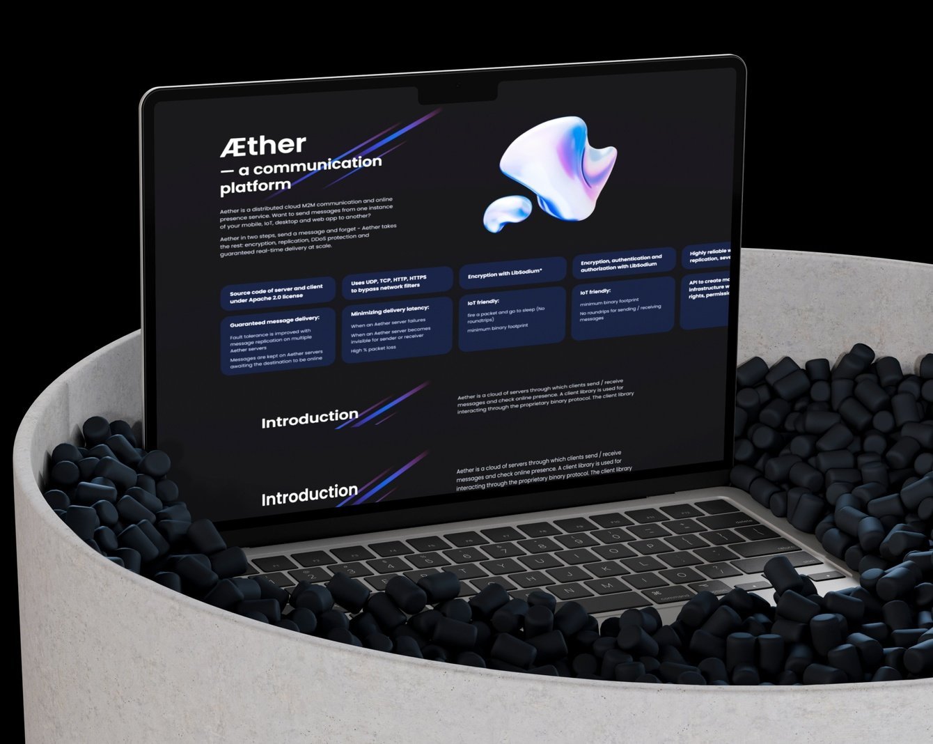 Разработка сайта для компании разработчика технологии передачи данных между приложениями Æther