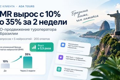 Ada Tours: нейровидимость выросла с 10% до 35% за 2 недели GEO-продвижения