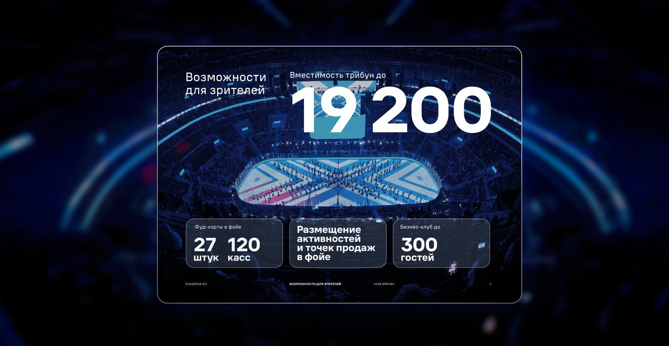 СКА Арена. Дизайн презентации возможностей для самой большой ледовой арены в мире