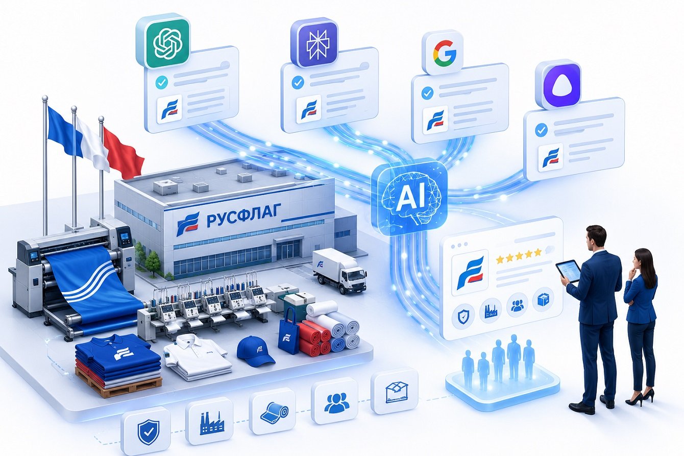 GEO (AI SEO) на практике: как вывести B2B-производство «РУСФЛАГ» в лидеры ответов нейросетей