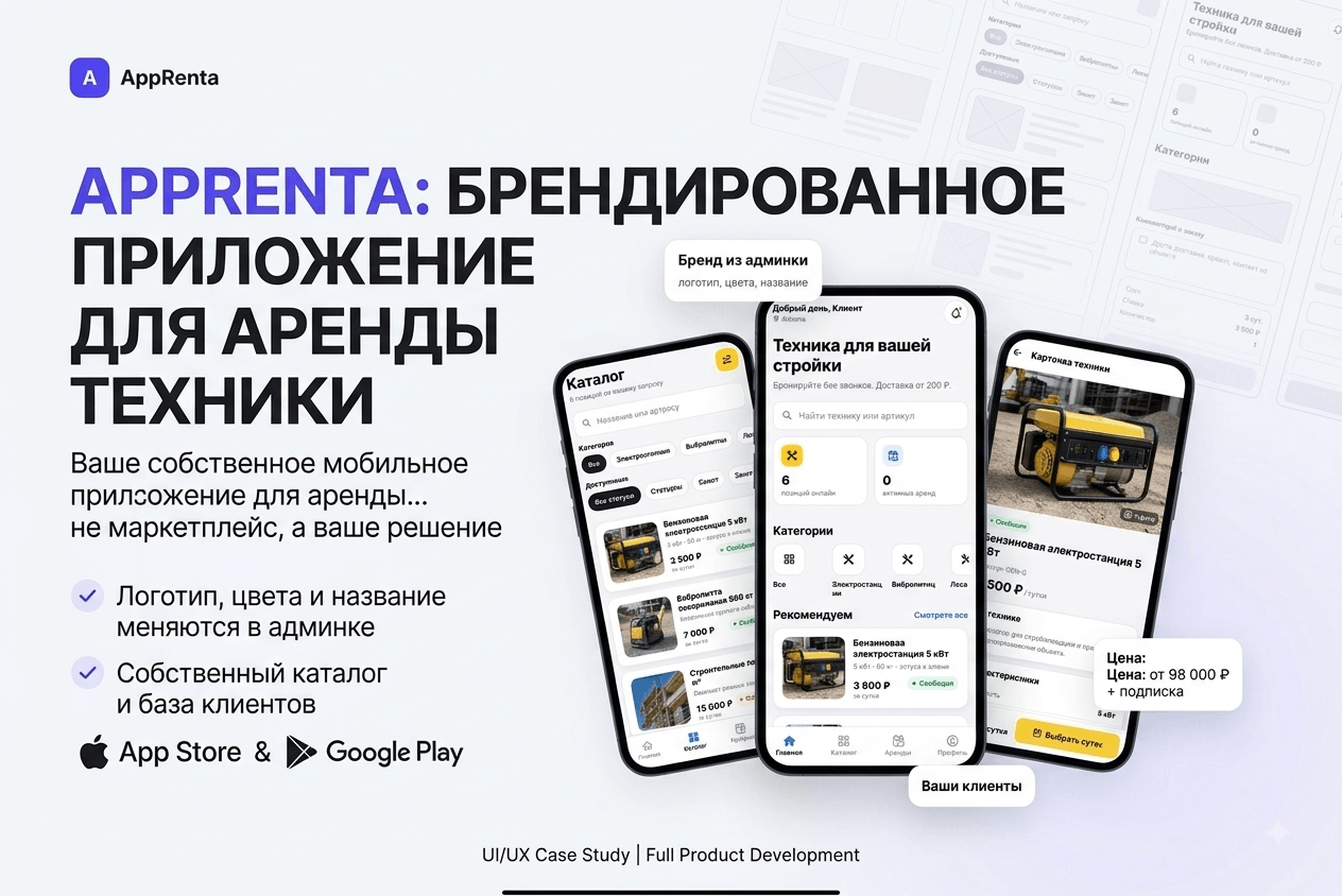 AppRenta: SaaS-платформа для запуска брендированных мобильных приложений аренды и проката
